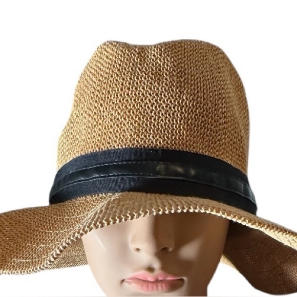 Vince Camuto Accessories - Vince Camuto Tan Wide-Brim Hat with Black Accent